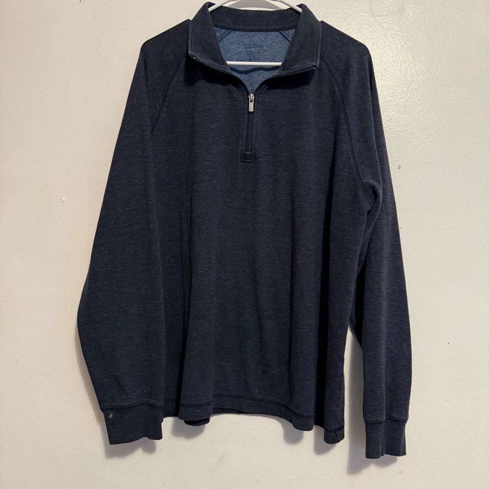 L.L. Bean Men's Dark Blue 1/4 Zip-Up Sweater Size Large‎ Regular preppy